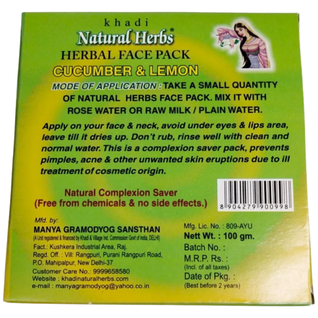 Herbal Cucumber & Lemon Face Pack